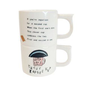 VINTAGE Krazy Koffee Kup Kitschy Double Stacked Funny Novelty Coffee Mug Japan